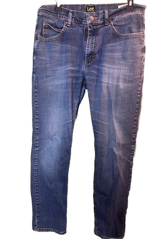 Lee Mens Jeans Blue Tag Size 33x30 Regular Straight Medium Wash Denim