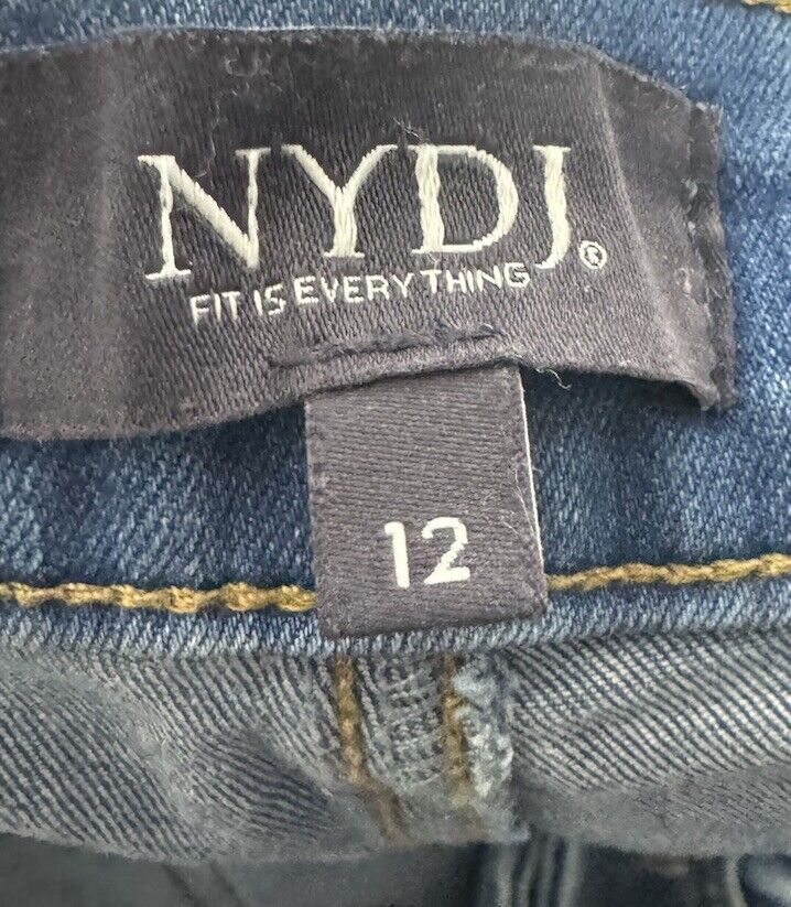 NYDJ Briella Button Fly Stretched Jean Shorts Fold Hem Size 12
