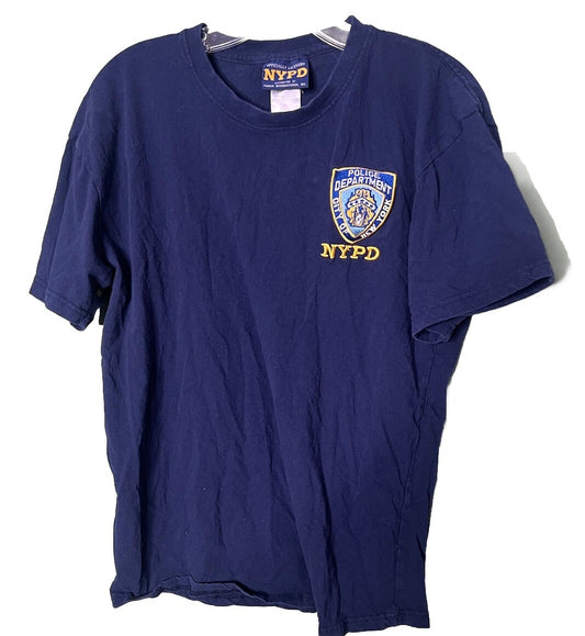 NYPD Police Back Tee Shirt Navy Mens T-Shirt Police New York City Official Large