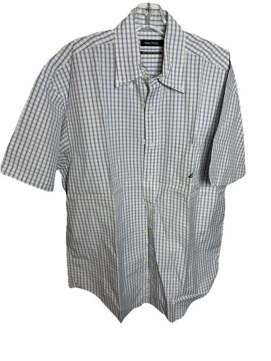 Nautica Button Down Shirt Mens size large Soft Linen Short Sleeve New