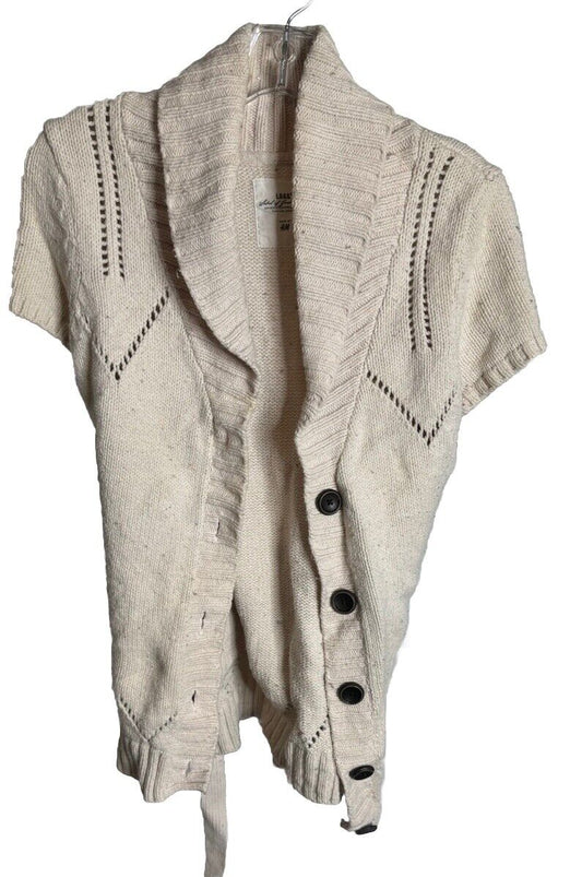 L.O.G.G. By H&M Ribbed Sweater  Womens Sz Medium Buttons Waist Drawstring