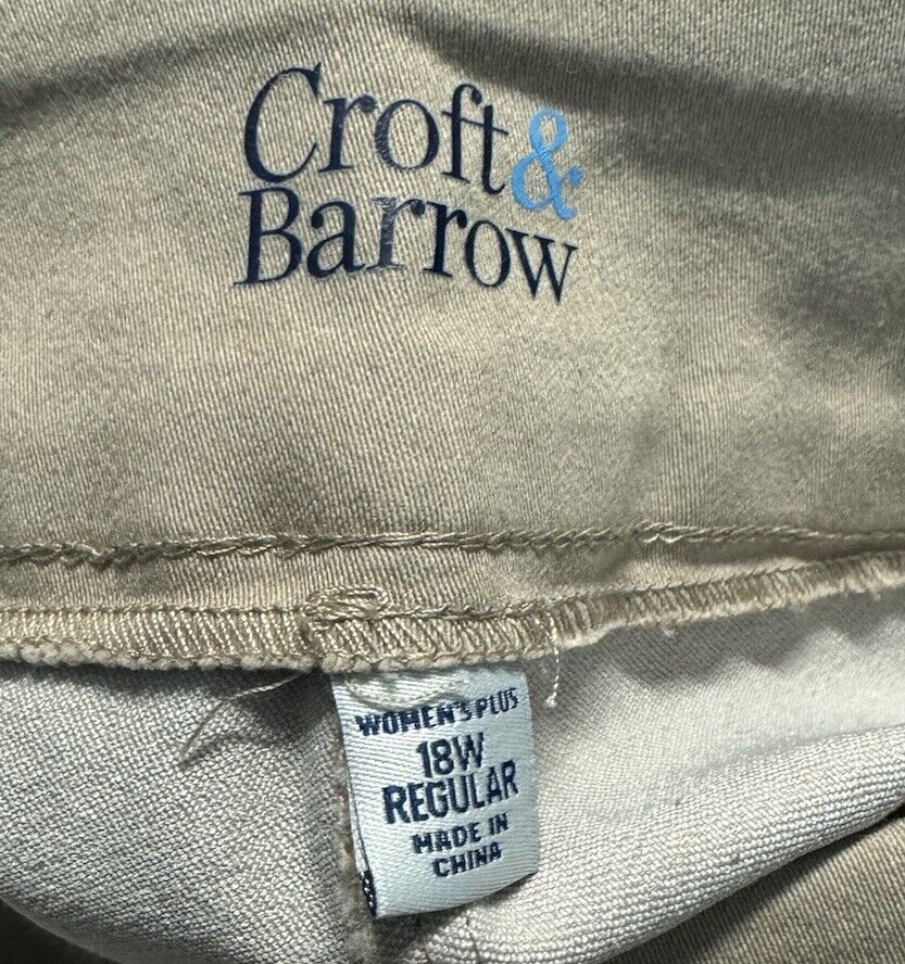Croft and Barrow Pants Womens 18W Brown Natural Fit Stretch