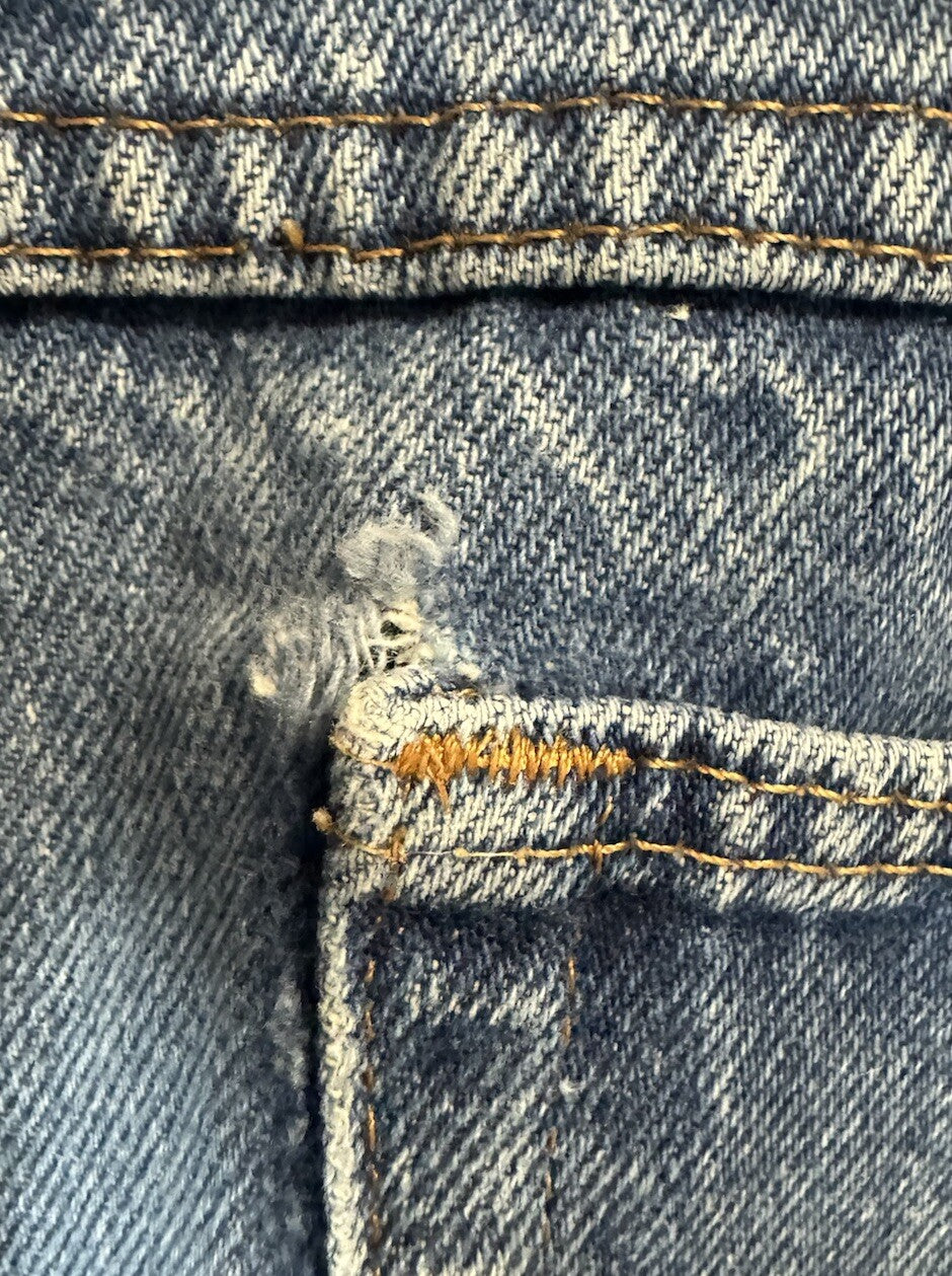 Vintage Rustler Jeans Men 38x32 Dark Blue 100% Work Jeans Beat Up