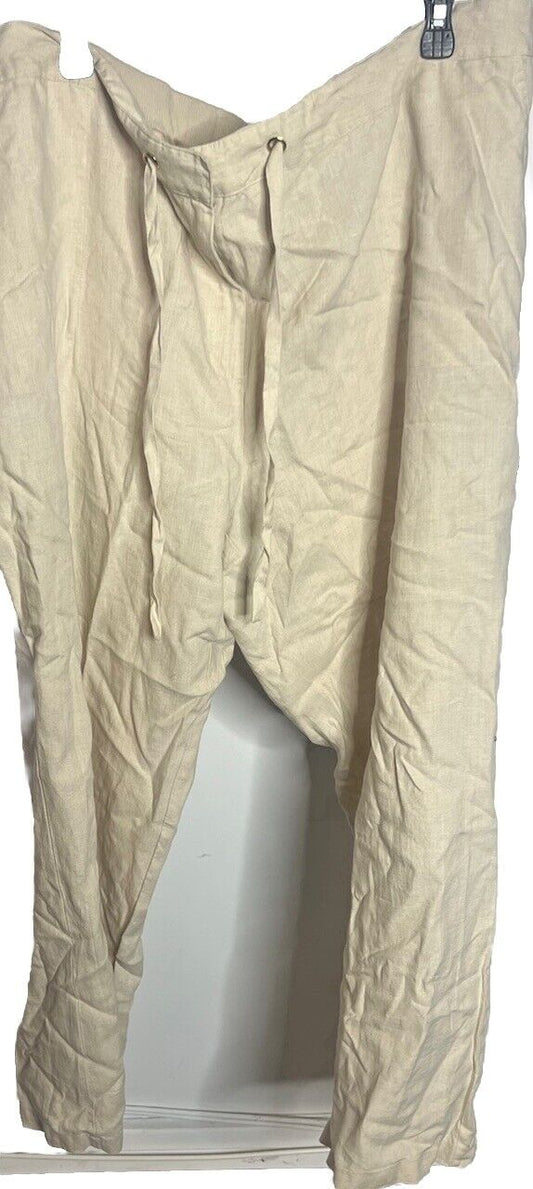 Charter Club Linen Drawstring-Waist Pants White Size 3X