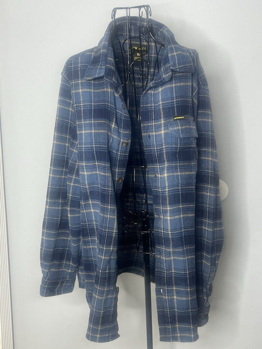 Stanley Flannel Shirt Mens XL Blue Plaid Long Sleeve Button, Minimal Damage