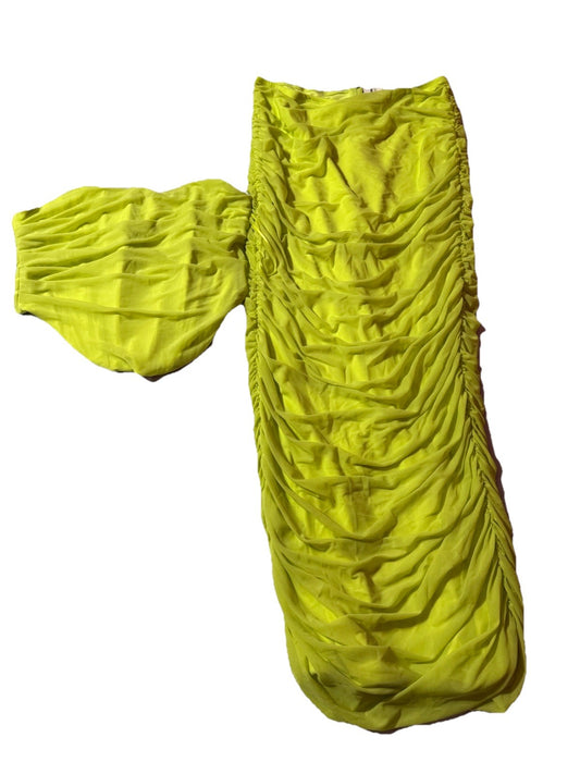 Fashion Nova Matching Set, Beautiful Dress, Neon Green, Never Worn, Rare Size L