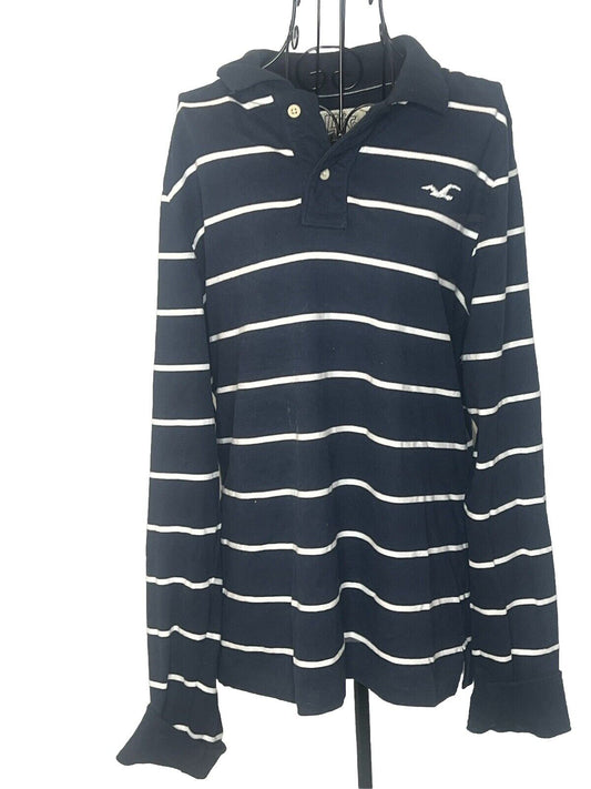HOLLISTER MEN Long Sleeve Polo Shirt, Size Large