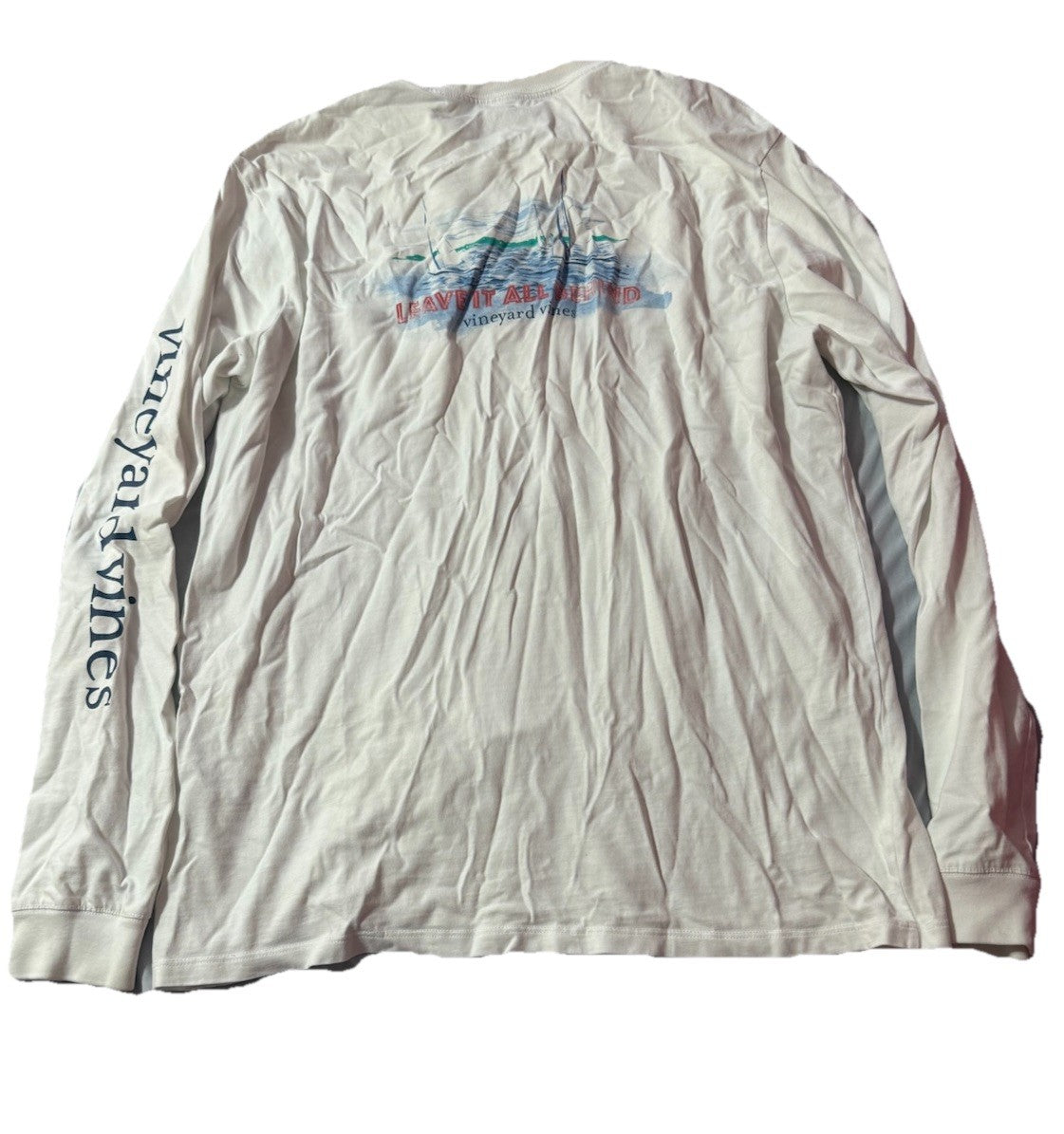 Vineyard Vines Shirt Mens Large White Preppy Whale Logo Long Sleeve Pocket Tee