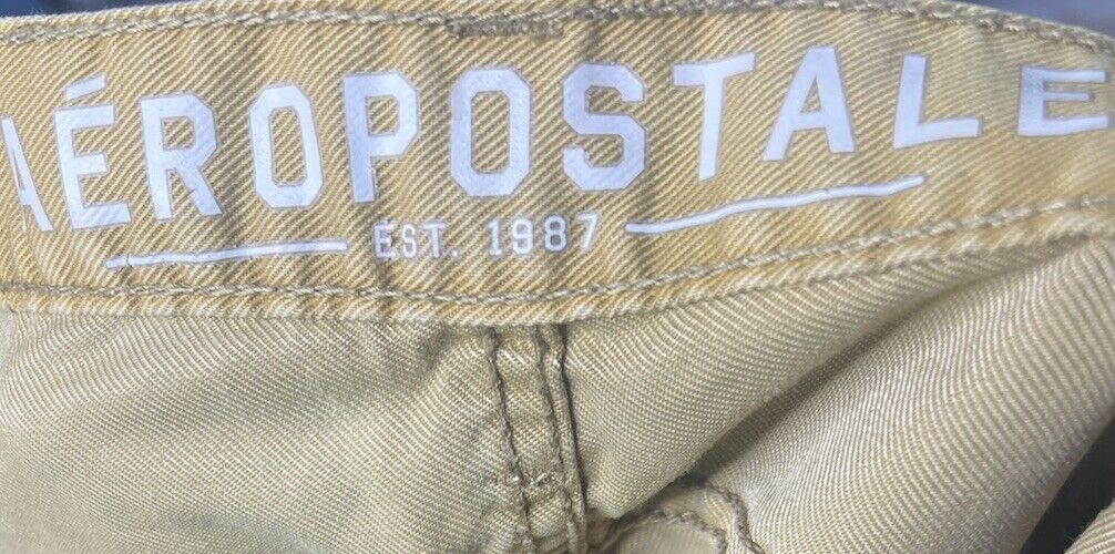 Aeropostale Slim Straight Chino Pants Men's 32x30 Tan Flat Front