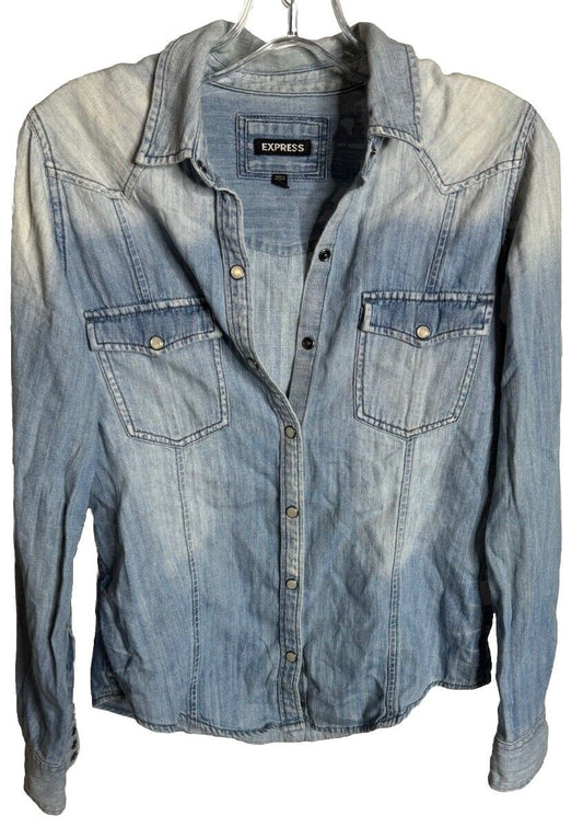 Express Jeans Denim Jean Jacket Women’s Distressed Size S/P