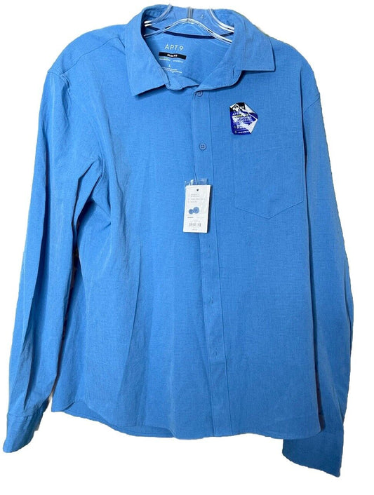 Apt. 9 Blue Slim Fit Long Sleeve Button Down Dress Shirt Men's Size Large