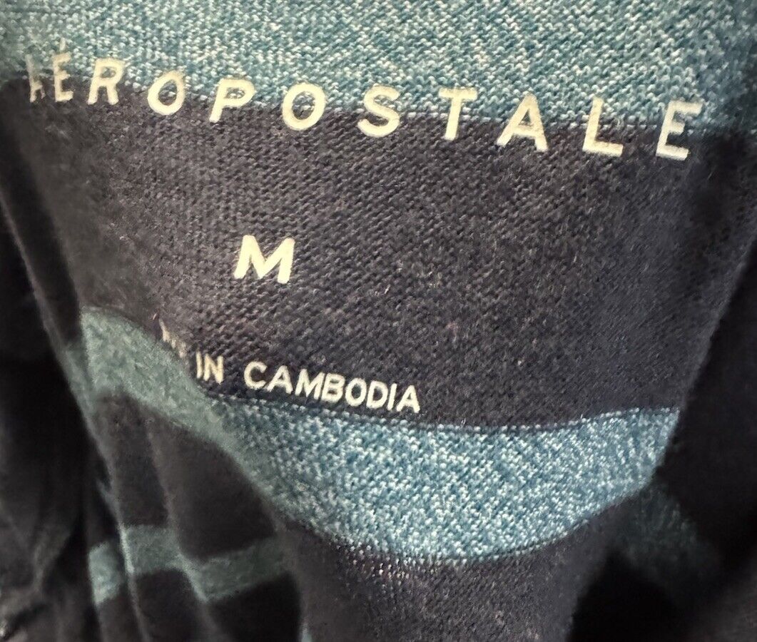 Aeropostale Hoodie M Blue Pullover Long Sleeve Lightweight Pockets Casual