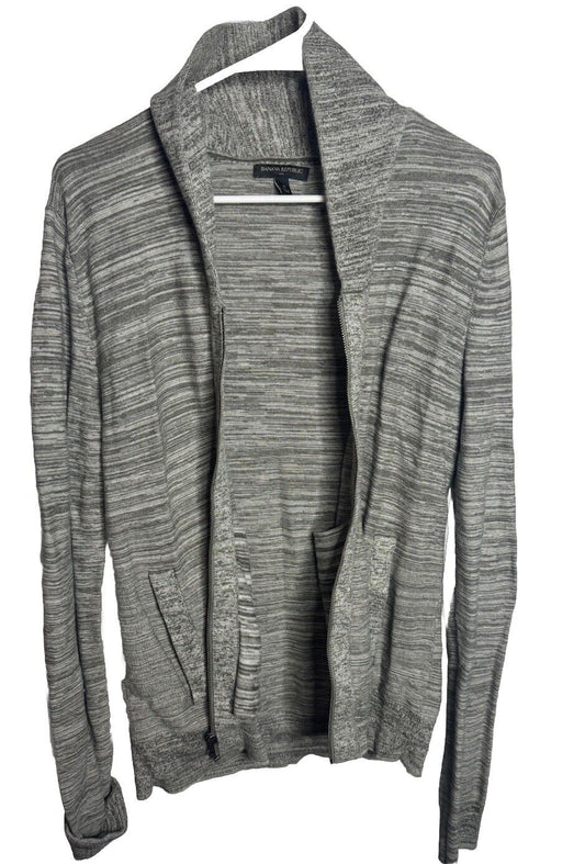 Banana Republic Mens Sweater Full Zip Size Medium Gray