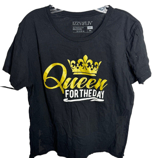 Izzy & Liv  Size 3XL Black Queen For the Day T-Shirt 100% Ringspun Cotton