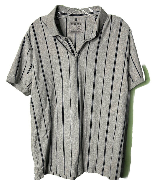 Express Men's Polo Shirt size L Multicolor Stripe Short Sleeve