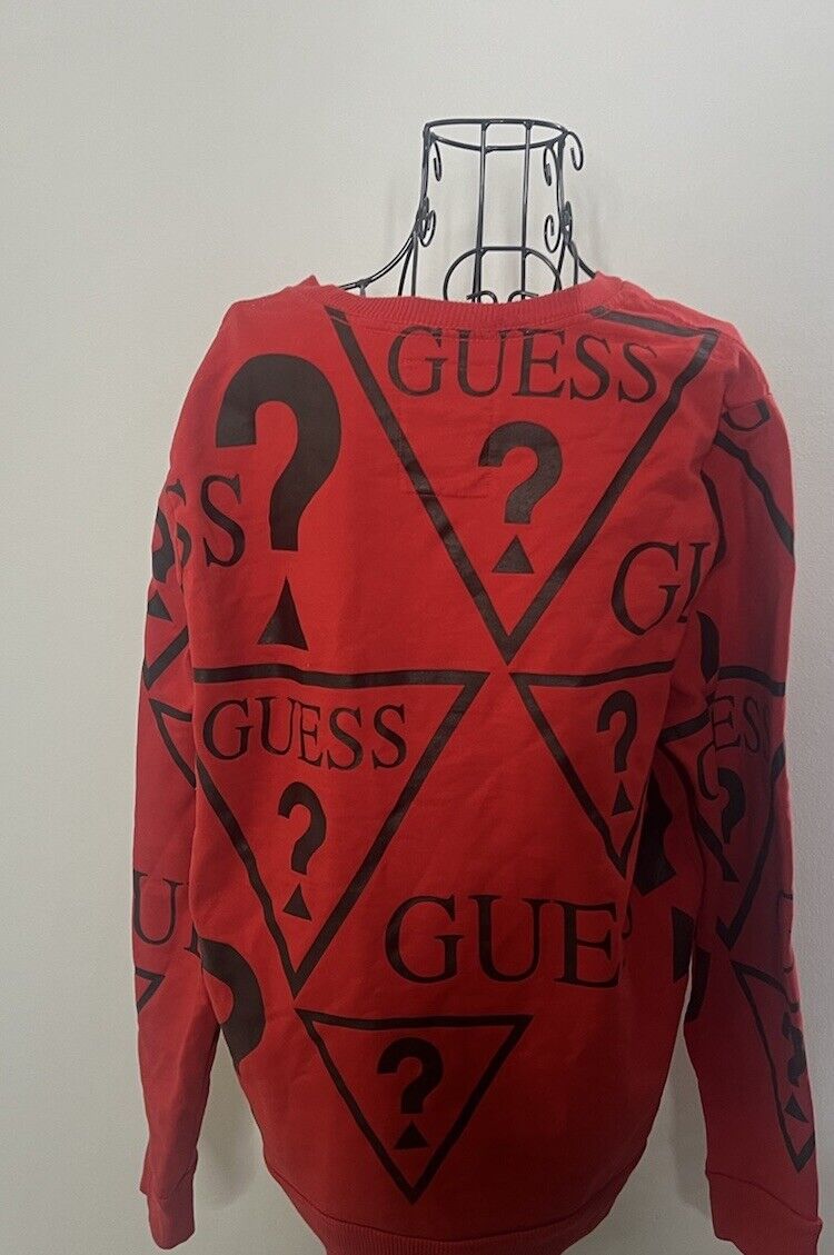 Guess Sweatshirt Large Red Logo Pullover