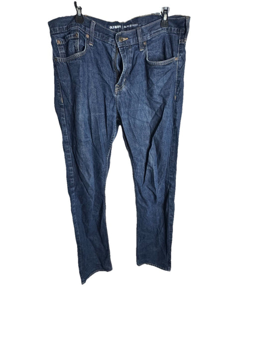 Old Navy Jeans Mens 36 X 32 Regular Fit Straight Leg Dark Wash Blue Denim