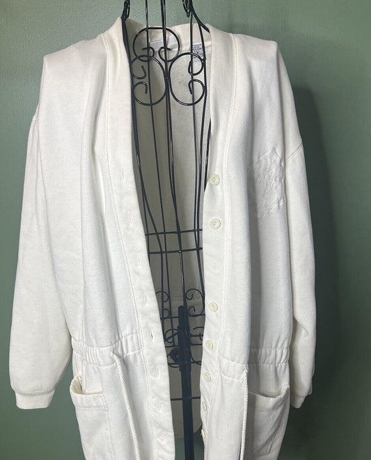 Women's Express White Open Cardigan Sweater Size Medium Pre-Owned Lightweight