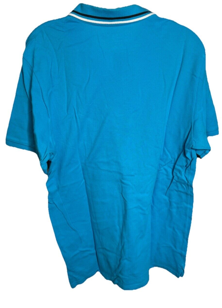 Aeropostale Mens Polo Short Solid Blue Large  Cotton Blend Short Sleeve Collar