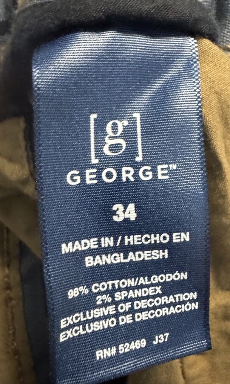 George Men's Men's Flat Front Shorts, 9” Inseam, Size 34