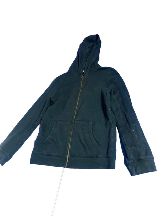 Lands' End Full Zip Hoodie Sweatshirt Men Size L 14-16 Long Sleeved, Black