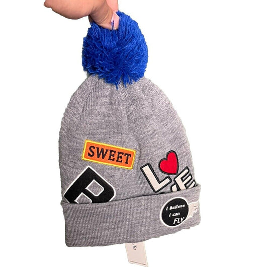 Miniso Life Beanie Pom Pom B Sweet Love I Believe I Can Fly NWT NEW