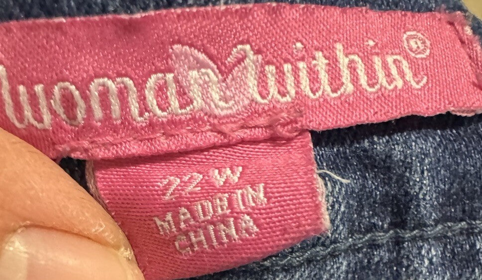Woman Within Size 22W Blue Denim Bootcut Jeans