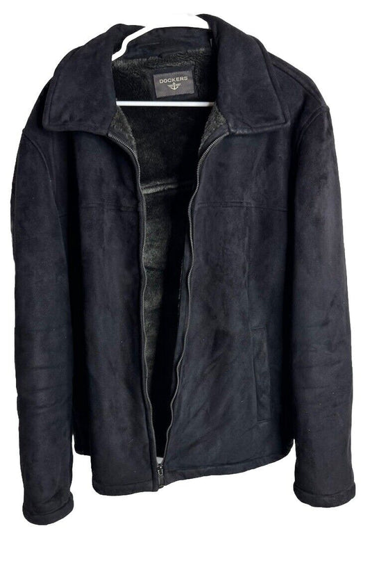 DOCKERS Men's Black Classic Style Coat Jacket Large
