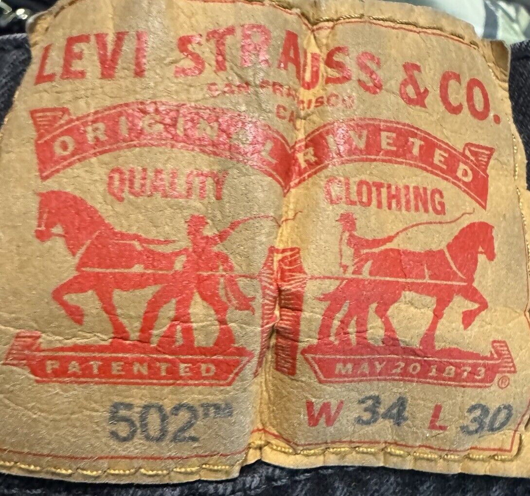 Levis Jeans Mens 34x30 Black 502 Straight Leg