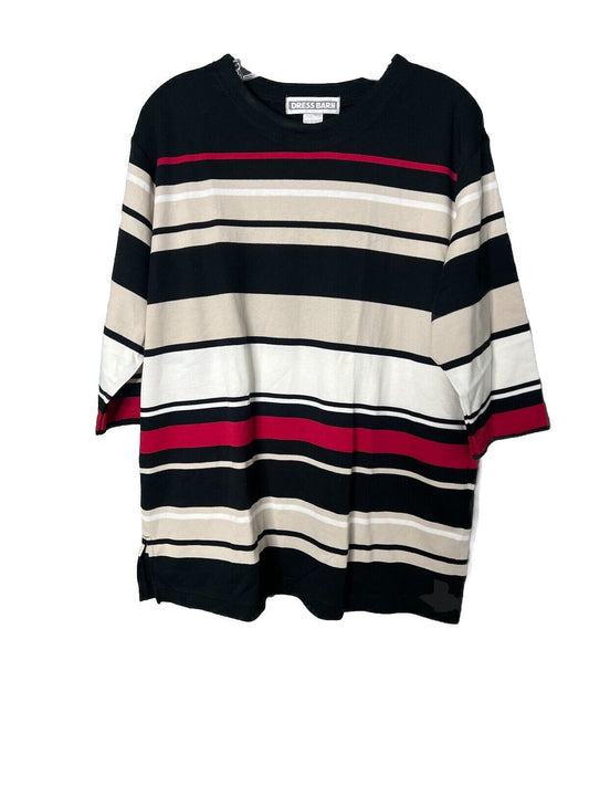 Dress Barn Striped Short Sleeve Shirt Size Large