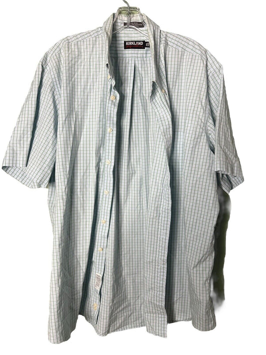 Kirkland Signature Short Sleeve Button Down Non-Iron Mens 2XL Dress Shirt