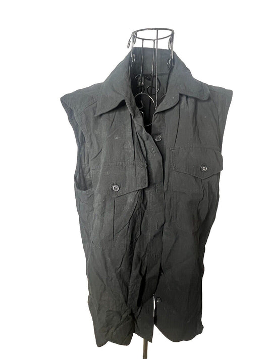 Banana Republic Button Up Sleeveless Shirt Womens Size Medium Black