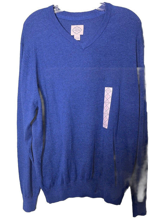 St. Johns Bay  V-Neck Long Sleeve Pullover Sweater Blue Size Large  Men