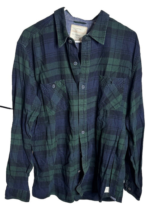 WEARHERPROOF VINTAGE Plaid Flannel Button-Down Men’s Shirt, XL