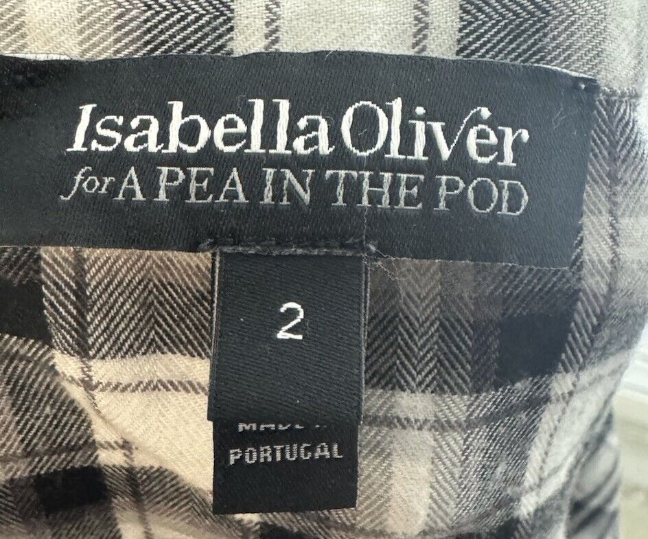 Isabella Oliver Womens 2 Blouse Shirt Top Plaid Check Button