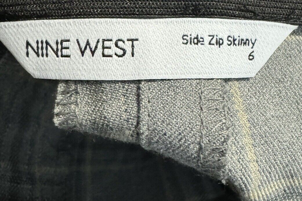 NEW Nine West Side Zip Skinny Ankle Pants  Size 6  Plaid Gray NWT