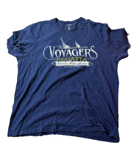 CHAPS T-Shirt Men's L Blue Haven Island Big Print Graphic Tee Cotton