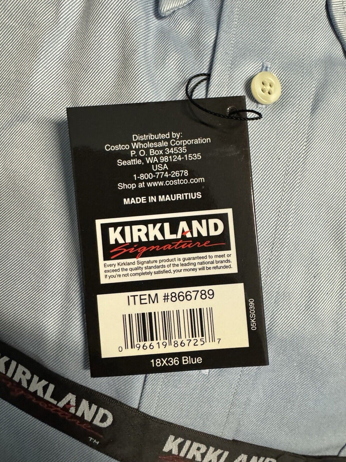 Kirkland Signature . Cotton . Non-Iron . Long Sleeve . Dress Shirt . 18 x 36