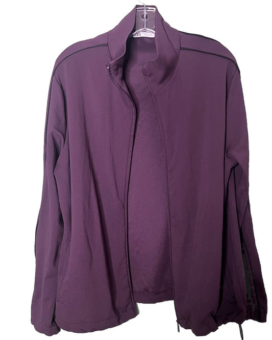 Zara Sweater Womens Large Purple Hoodie Pockets Full Zip Knit