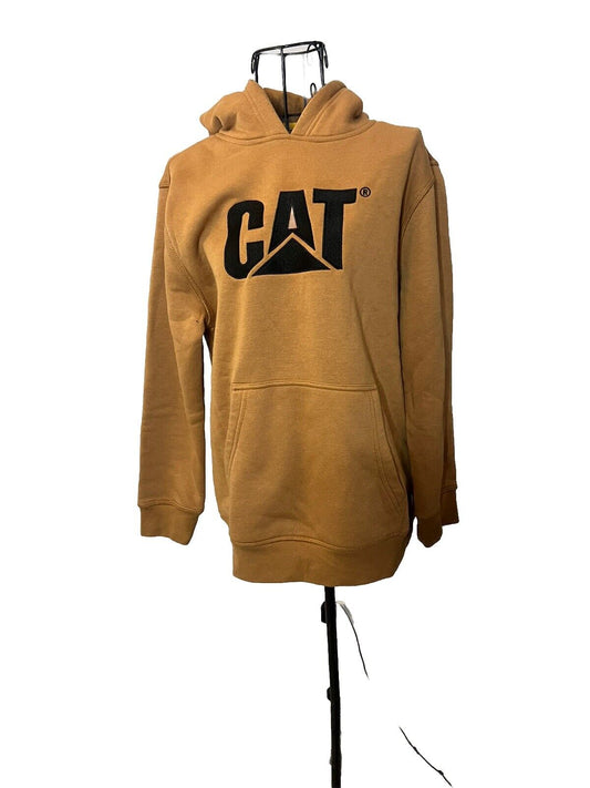 Caterpillar CAT Hoodie Hooded Sweatshirt Caramel Embroidered Youth Size L 14/16