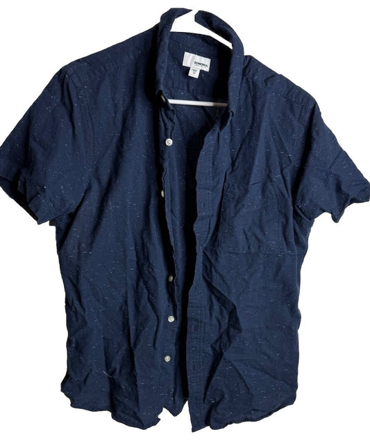 Sonoma Button-Up Shirt Men's Size medium short Sleeve Collared Cotton Blend