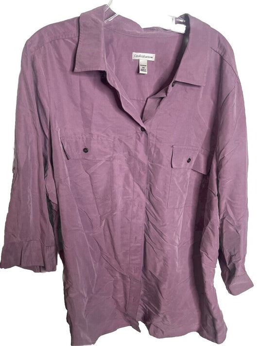 Croft&Barrow Button Sleeve Shirt Top Plus Womens Sz3X
