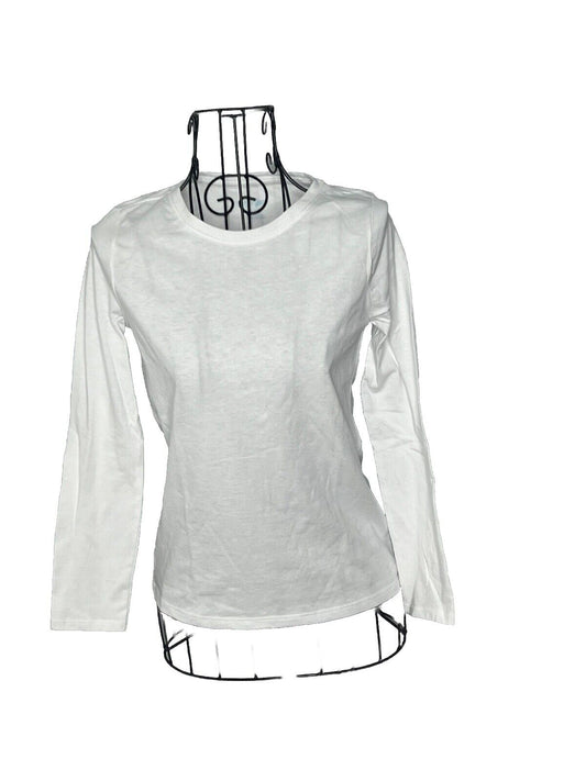 Cat & Jack Kid Girl Shirt White Cotton Long Sleeve Shirt Gray M 7/8