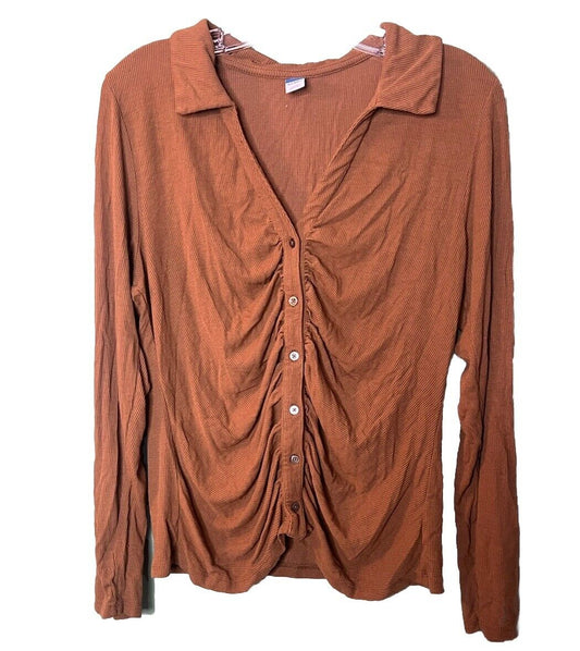 Old Navy T-Shirt Women's XL V-Neck Button Up Long Sleeve Tee Shirt