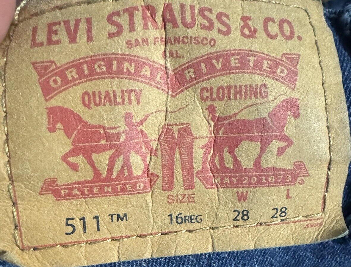 Levi’s 511 Jeans Mens Size 16 Regular 28x28 Blue Dark Wash Denim