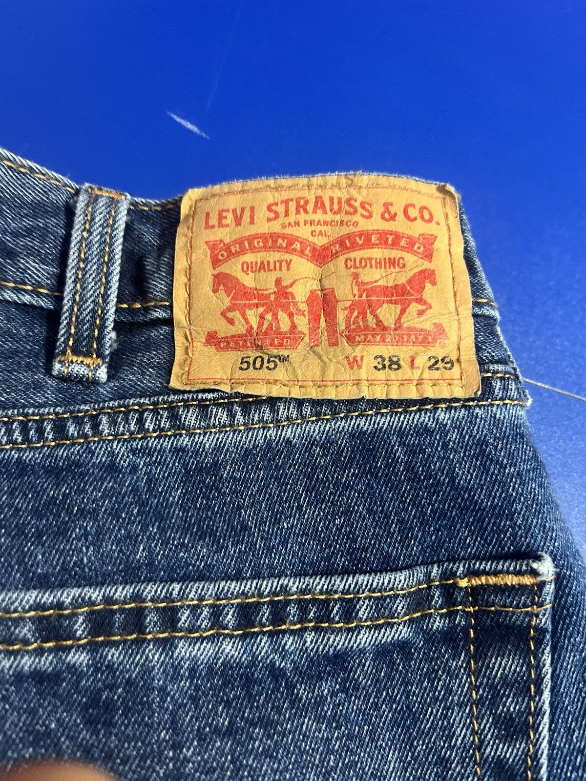 Vintage Levis 505 Jeans 38x29 Blue Denim Cotton Straight Casual Work