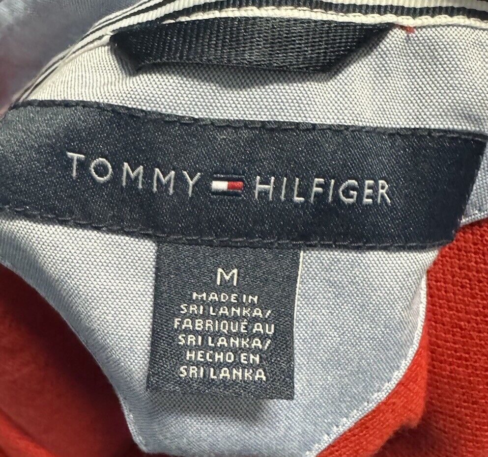 Tommy Hilfiger Men's Adult Size Medium Polo Regular Fit Red Cotton Short Sleeve
