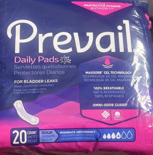 Women's Prevail Daily Pads for Bladder Leaks | 20 count New