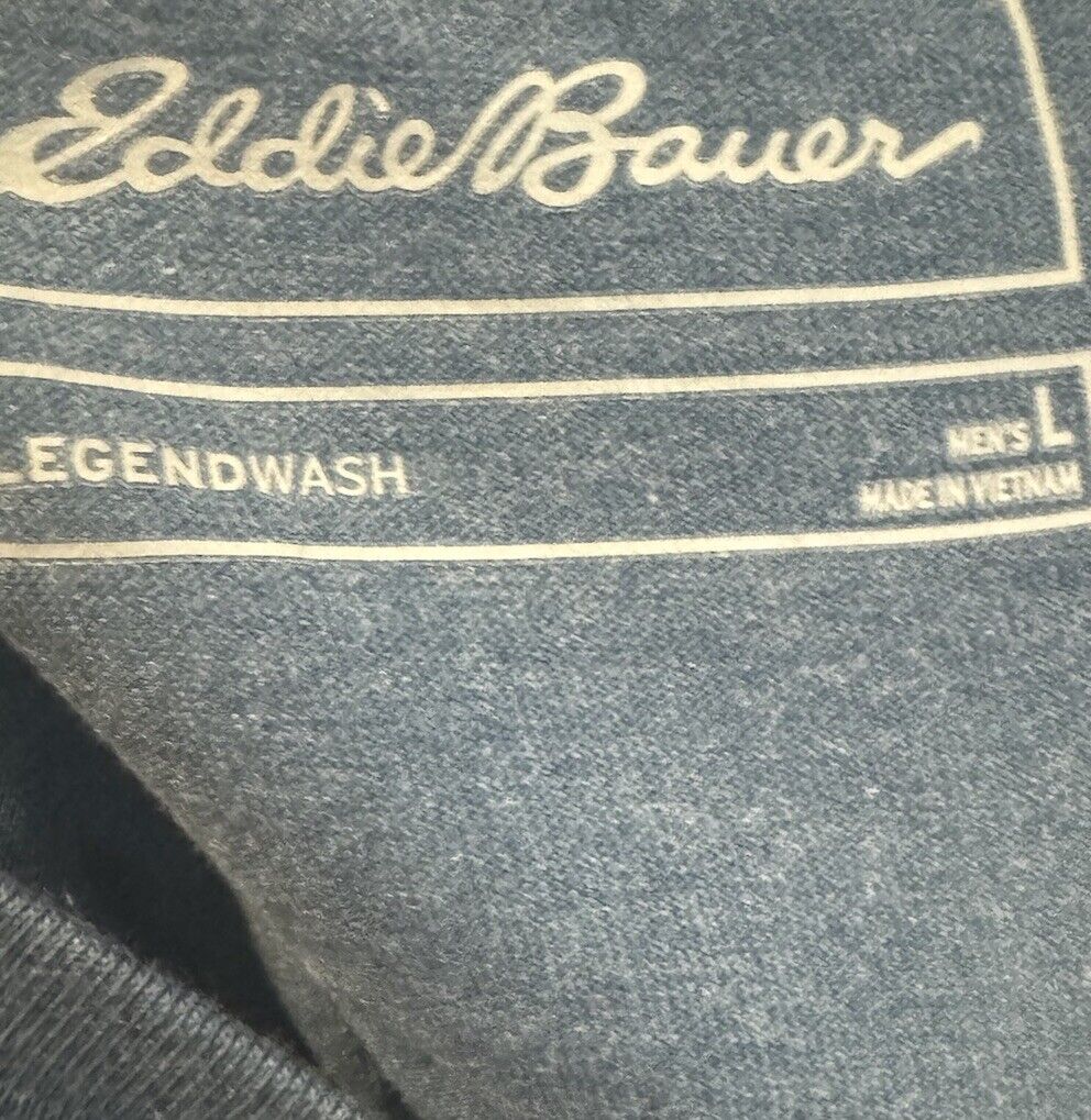 Eddie Bauer Mens T Shirt Solid Blue Large Cotton Short Sleeve Crew Neck Pullover