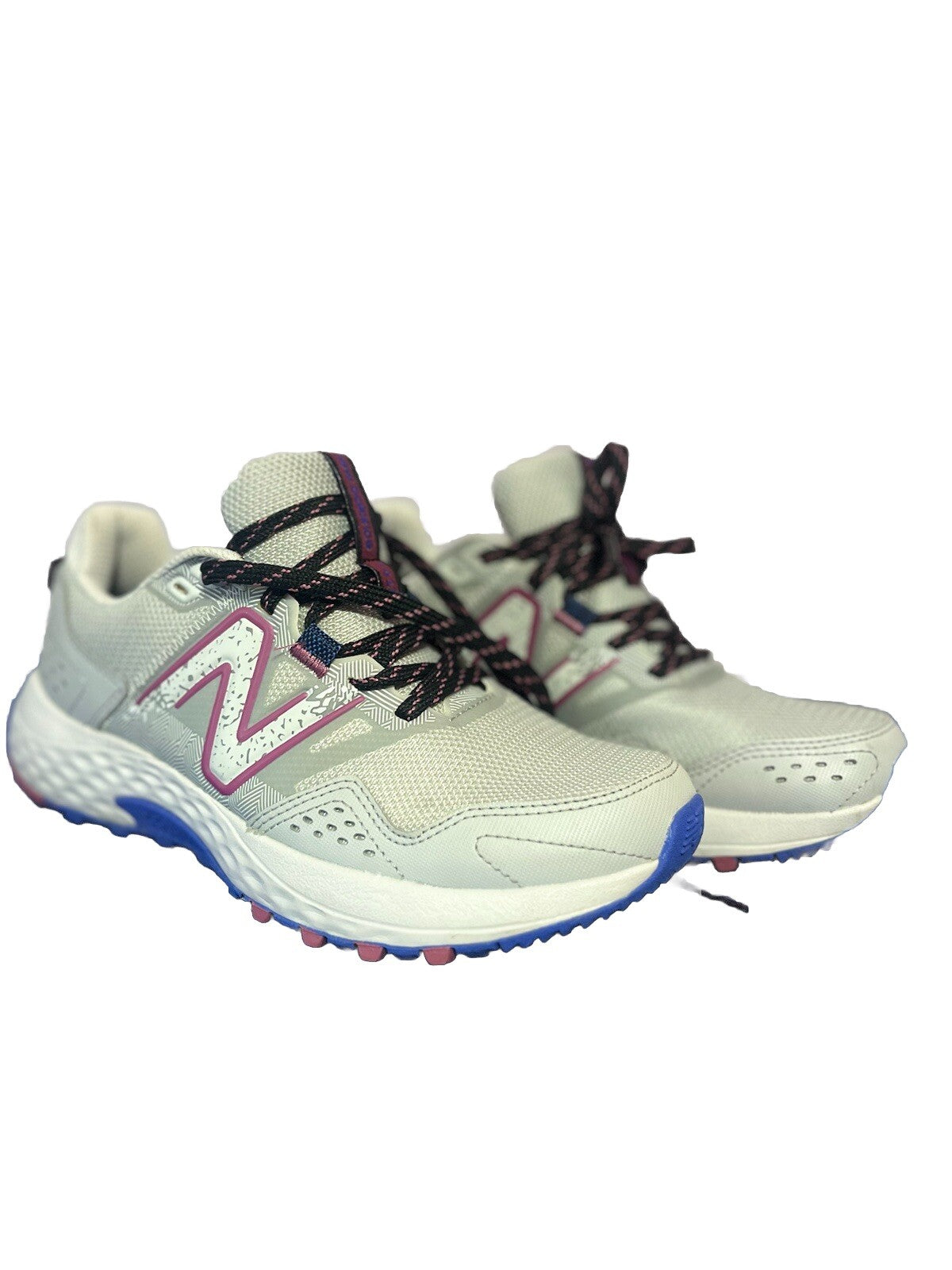 Women's New Balance Trail Running Shoe WT410LR8 Grey Blue Mesh Synthetic Sz. 7.5